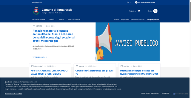 Security scan screenshot of https://www.comune.tornareccio.ch.it