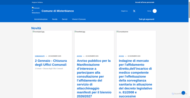 Security scan screenshot of https://www.comune.misterbianco.ct.it/
