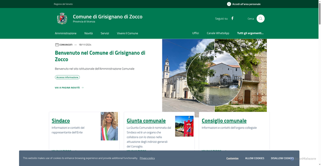Security scan screenshot of https://www.comune.grisignano.vi.it/home