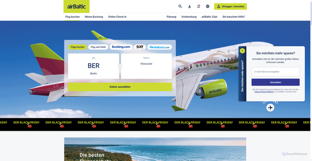 Security scan screenshot of https://www.airbaltic.com/