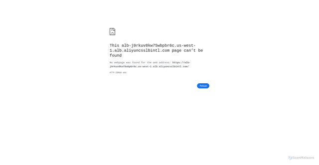 Security scan screenshot of https://alb-j9rkuv8kw75wbpbr6c.us-west-1.alb.aliyuncsslbintl.com