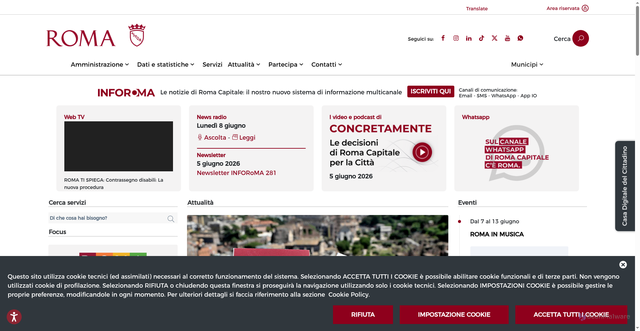 Security scan screenshot of https://www.comune.roma.it
