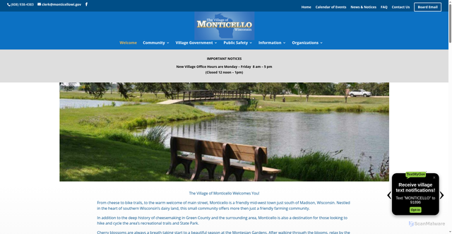 Security scan screenshot of https://vi.monticello.wi.us/