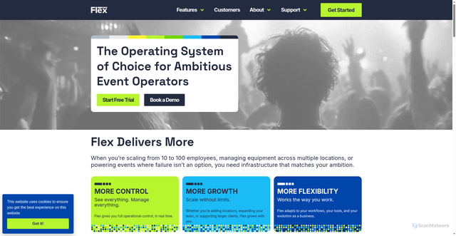 Security scan screenshot of https://flexrentalsolutions.com