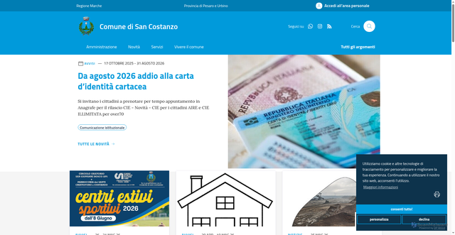 Security scan screenshot of https://www.comune.san-costanzo.pu.it