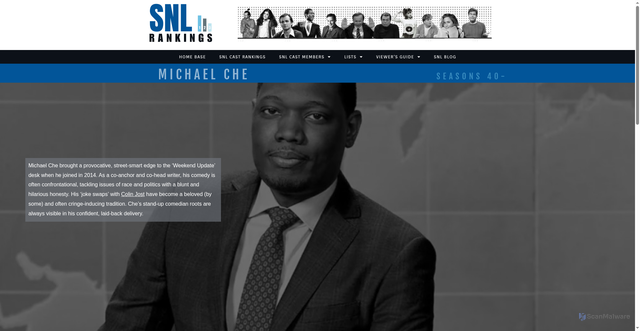 Security scan screenshot of https://www.snlrankings.com/michael-che/