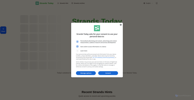 Security scan screenshot of https://www.strands.today/