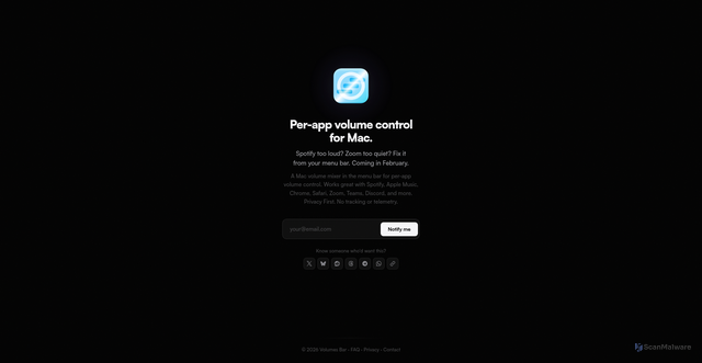 Security scan screenshot of https://volumesbar.pages.dev/