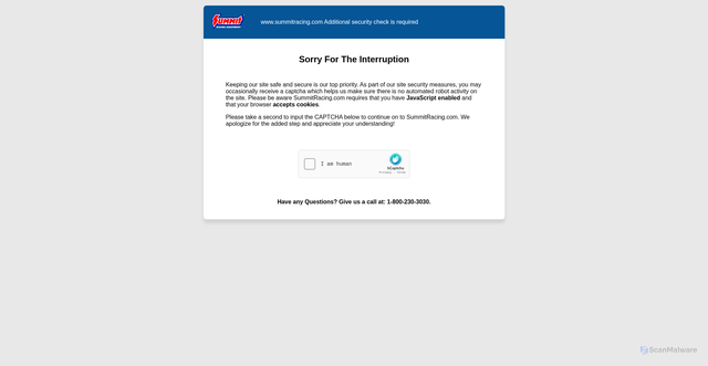 Security scan screenshot of https://www.summitracing.com/search/savings-central/clearance/brand/nhra?autoview=ProductName&srsltid=AfmBOorVJIrUSV_7-9ClWwJacTq7jJWsy4ZO7PE5UXbP_-hEVMM5n944