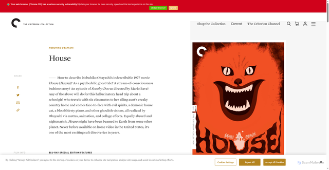 Security scan screenshot of https://www.criterion.com/films/27523-house?srsltid=AfmBOorrNsAXm-WAot96iRPwnVTK3liG07_lVIBPs7pxeWs-kc8JSNzt