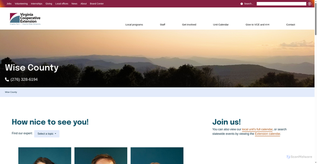 Security scan screenshot of https://wise.ext.vt.edu/