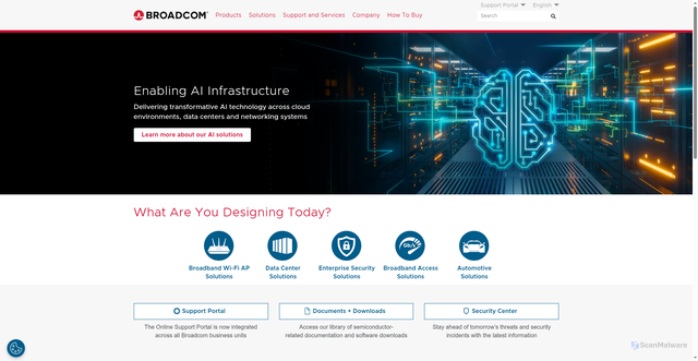 Security scan screenshot of https://www.broadcom.com/