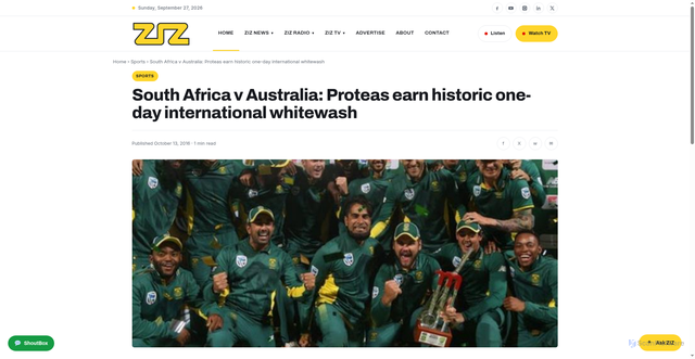 Security scan screenshot of https://zizonline.com/south-africa-v-australia-proteas-earn-historic-one-day-international-whitewash/