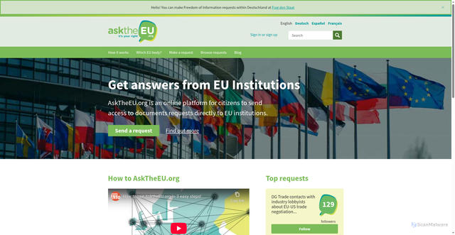 Security scan screenshot of https://www.asktheeu.org/