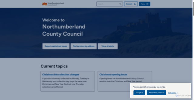 Security scan screenshot of https://www.northumberland.gov.uk/
