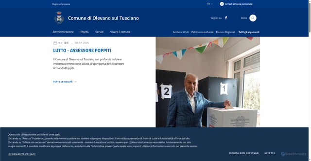 Security scan screenshot of https://www.comune.olevanosultusciano.sa.it/