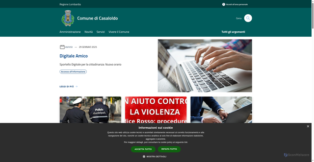Security scan screenshot of https://www.comune.casaloldo.mn.it/it