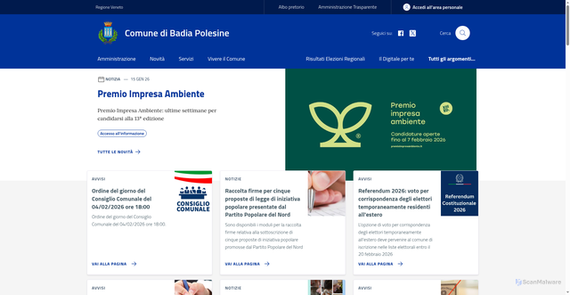 Security scan screenshot of https://www.comune.badiapolesine.ro.it/