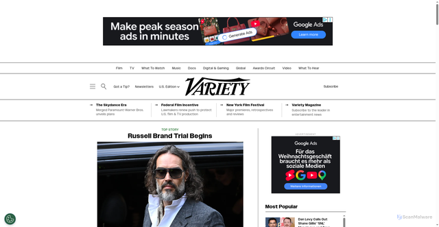 Security scan screenshot of https://variety.com