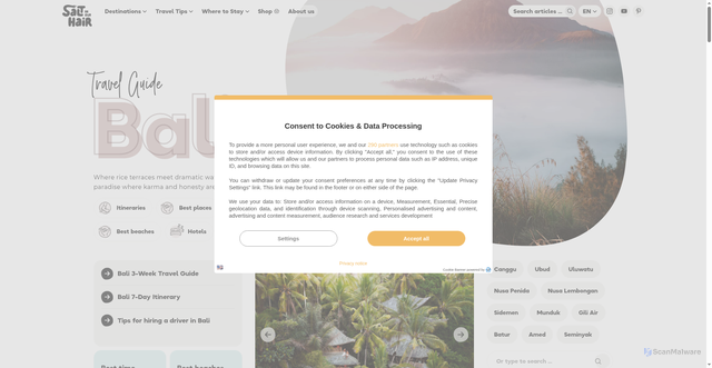 Security scan screenshot of https://www.saltinourhair.com/bali/