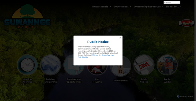 Security scan screenshot of https://suwanneecountyfl.gov/