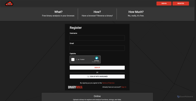 Security scan screenshot of https://beta.cloud.binary.ninja/
