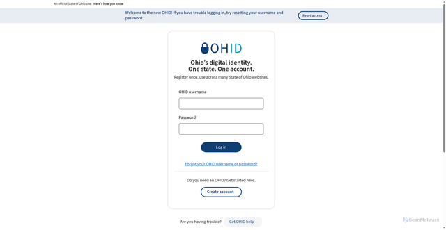 Security scan screenshot of https://ohid.ohio.gov/wps/myportal/gov/myohio/