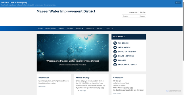 Security scan screenshot of https://www.maeserwater.gov/