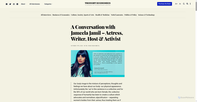 Security scan screenshot of https://thoughteconomics.com/jameela-jamil/