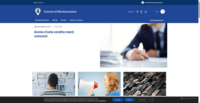 Security scan screenshot of https://www.comune.montecassiano.mc.it/