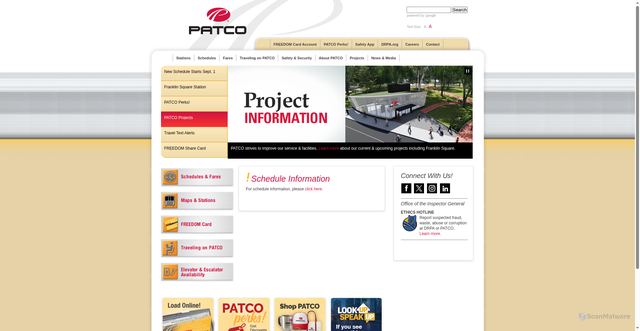 Security scan screenshot of https://www.ridepatco.org/