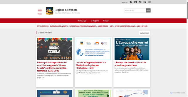 Security scan screenshot of https://www.regione.veneto.it