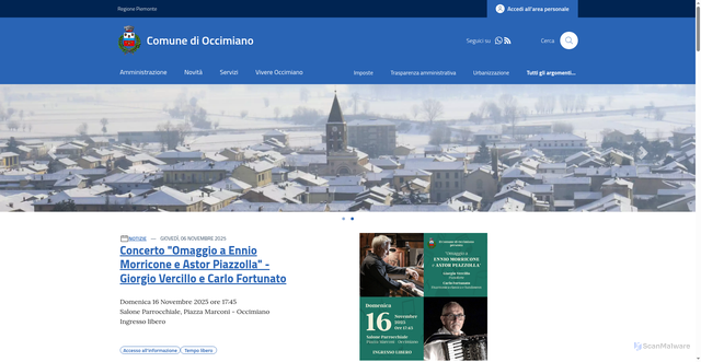 Security scan screenshot of https://www.comune.occimiano.al.it/