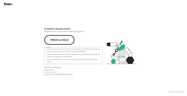 Security scan screenshot of https://www.fiverr.com