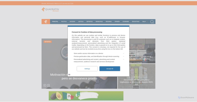 Security scan screenshot of https://quadratin.com.mx