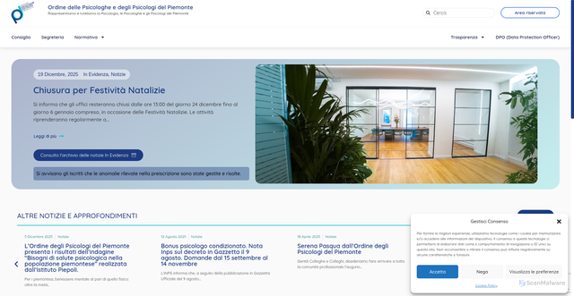 Security scan screenshot of https://ordinepsicologi.piemonte.it/