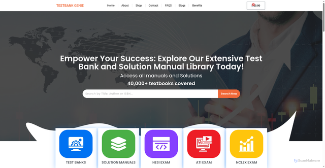 Security scan screenshot of http://testbankgenie.com/