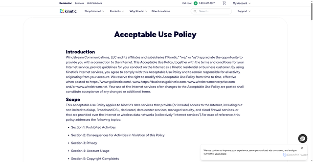 Security scan screenshot of https://www.windstream.net
