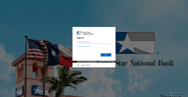 Security scan screenshot of https://lonestarnationalbank.sharepoint.com