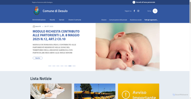 Security scan screenshot of https://www.comune.desulo.nu.it/