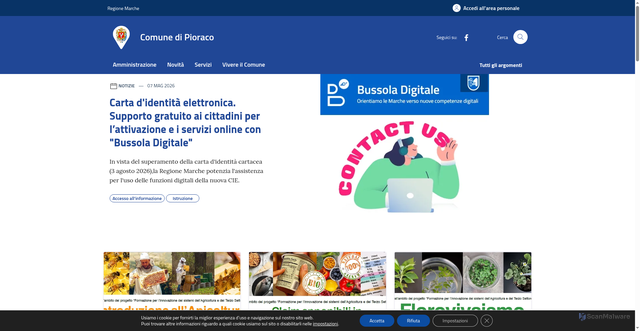 Security scan screenshot of https://www.comune.pioraco.mc.it