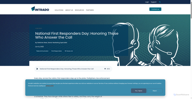 Security scan screenshot of https://www.intrado.com/blog/national-first-responders-day-honoring-those-who-answer-the-call
