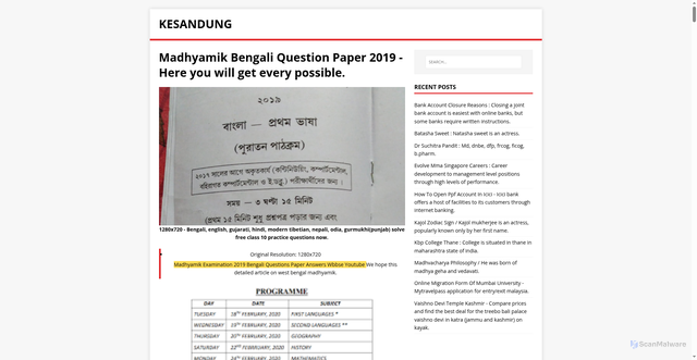 Security scan screenshot of https://jesadonik.pages.dev/post/madhyamik-bengali-question-paper-2019/