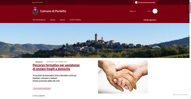 Security scan screenshot of https://www.comune.perletto.cn.it/