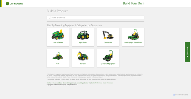 Security scan screenshot of https://configure.deere.com/