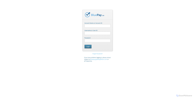 Security scan screenshot of https://secure.bluepay.com
