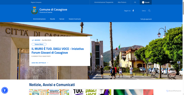Security scan screenshot of https://www.comune.casagiove.ce.it