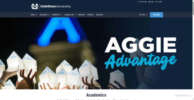 Security scan screenshot of https://www.usu.edu