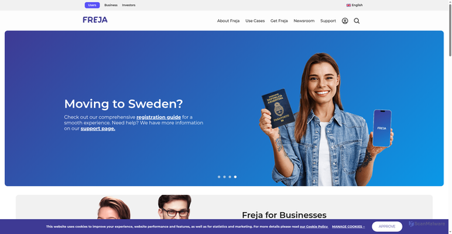 Security scan screenshot of https://frejaeid.com/