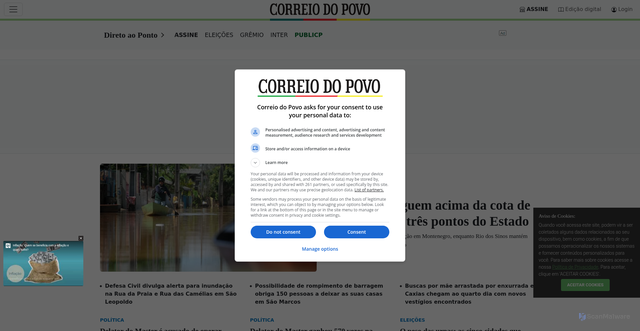 Security scan screenshot of https://correiodopovo.com.br